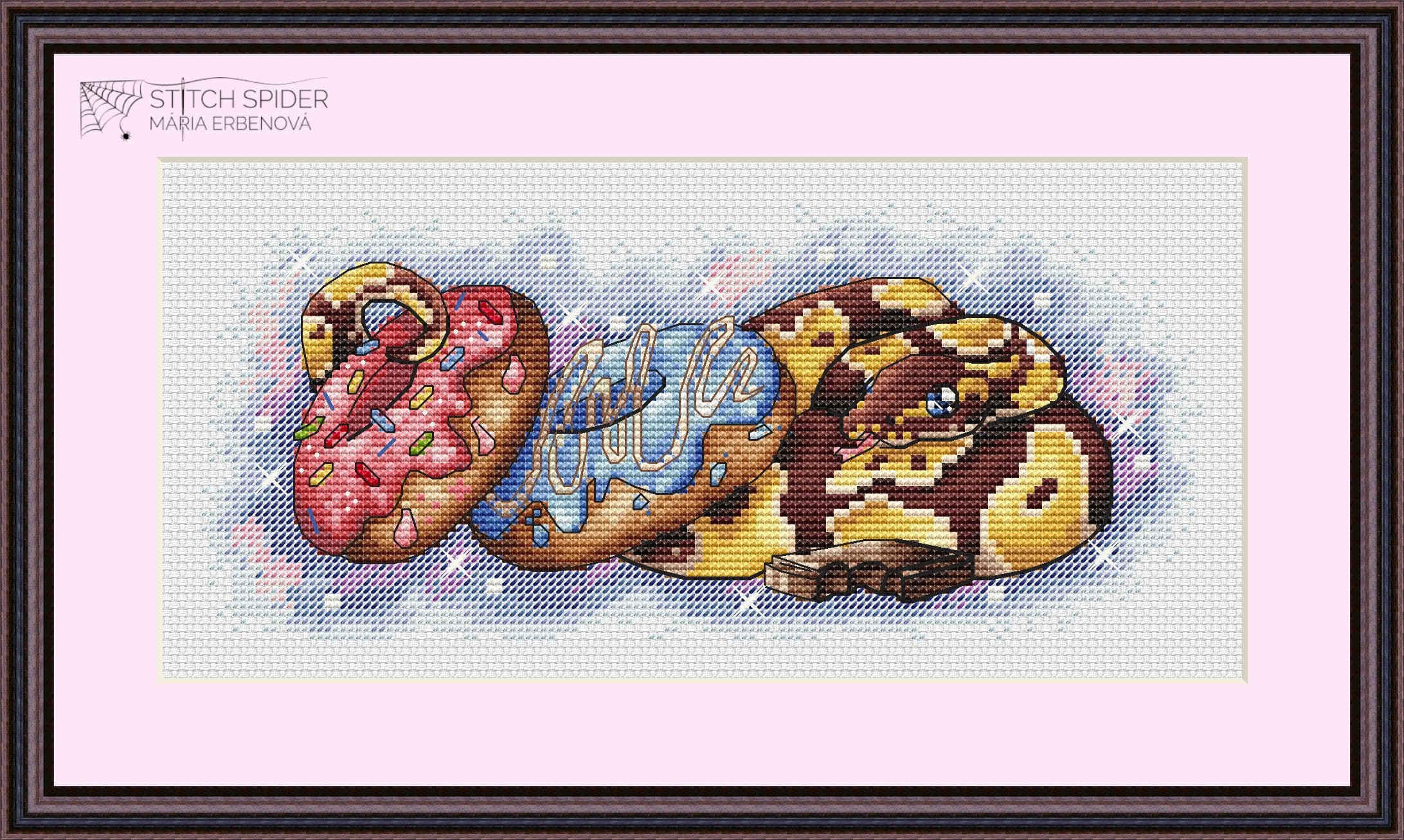 Snake with donuts - predloha na vyšívanie