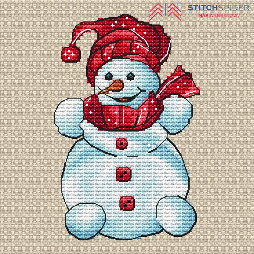 Usmievavý snehuliačik (červená verzia) - predloha detail