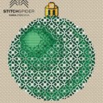 Zelená vianočná guľa - blackwork