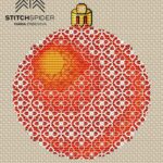 oranžová vianočná guľa - blackwork