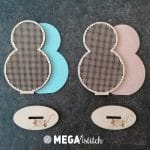 Drevená podložka na vyšívanie - osmičky v dvoch farbách plsti