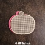 Drevená podložka na vyšívanie, vzor Tekvica, ružová plsť