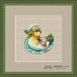 kačka na jazere v ráme