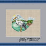 Bocian na jazere v ramę