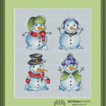 Šťastní snehuliaci v ráme