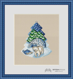 Iglu s medveďom v ráme