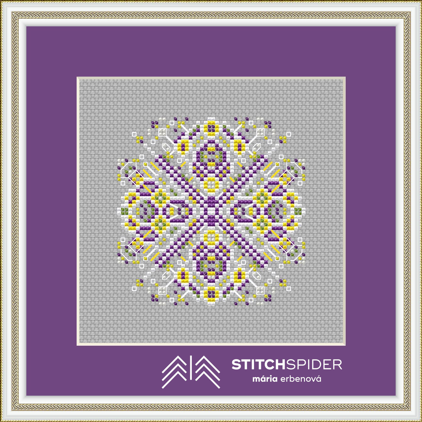 Snehová vločka šedá v ráme